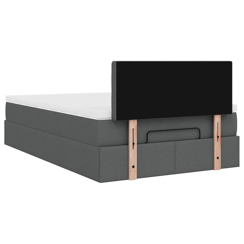 vidaXL Ottoman Bed with Mattress Dark Grey King Single Fabric
