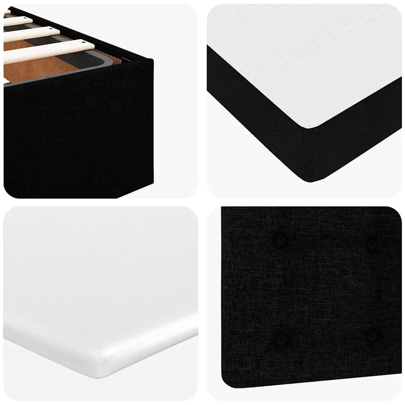 Ottoman Bed with Mattress Black King Single Fabric