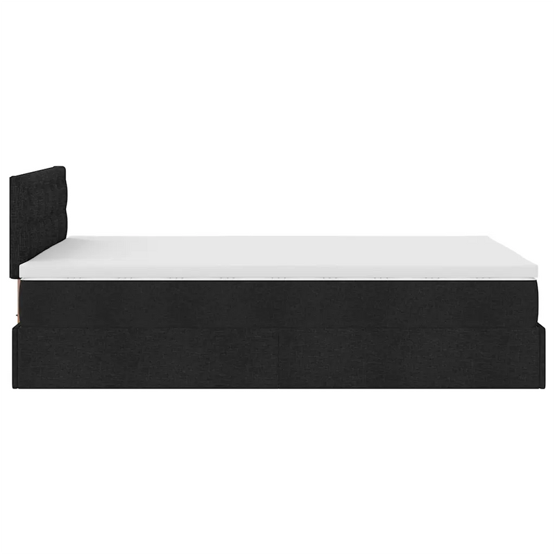 Ottoman Bed with Mattress Black King Single Fabric