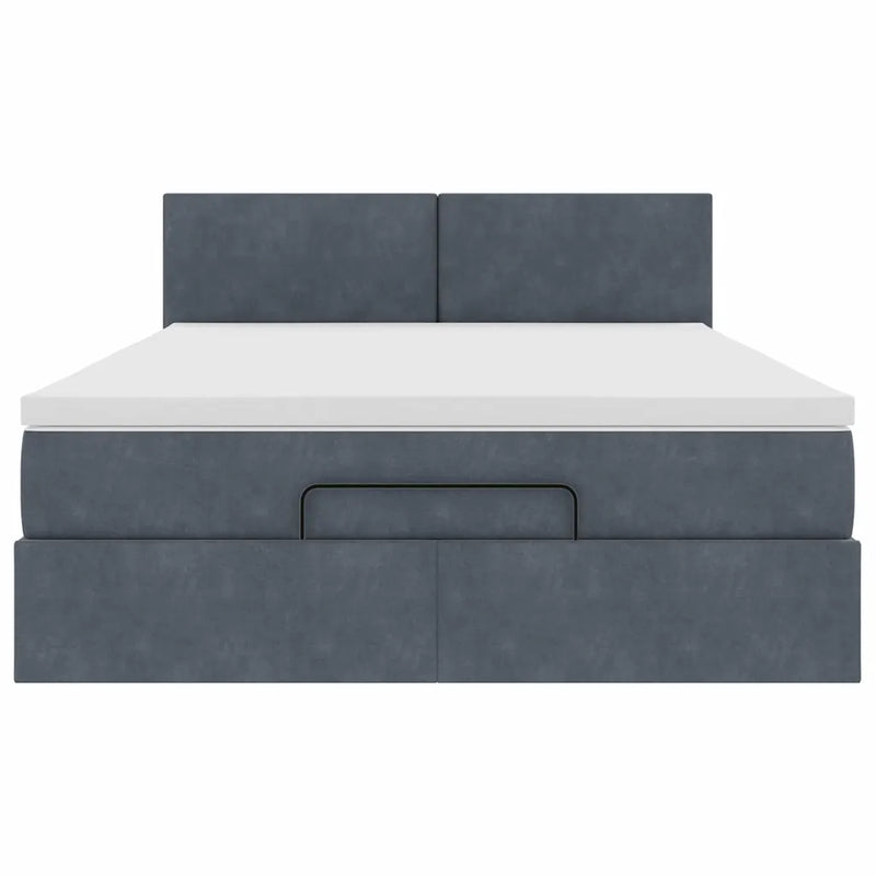 Ottoman Bed with Mattress Dark Grey Double Velvet