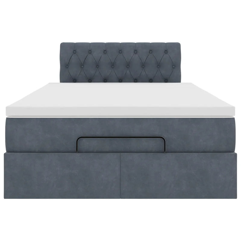 Ottoman Bed with Mattress Dark Grey King Single Velvet