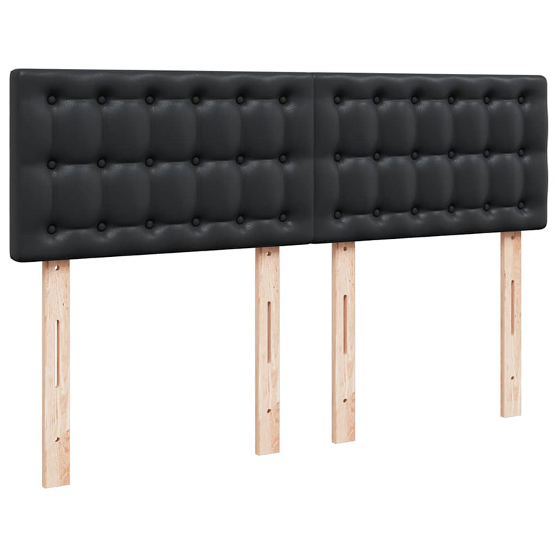 vidaXL Ottoman Bed with Mattresses & LEDs Black Queen Faux Leather