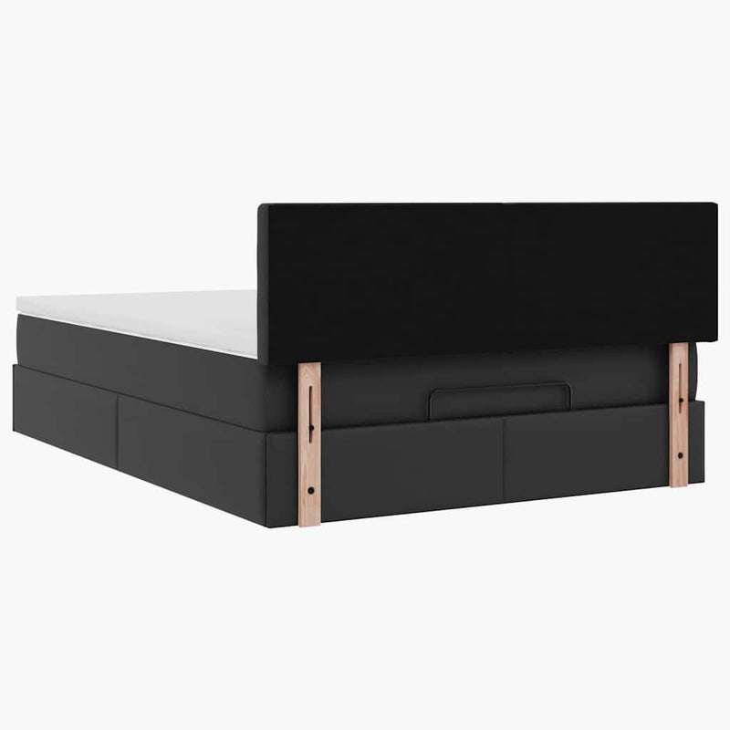 vidaXL Ottoman Bed with Mattresses & LEDs Black Queen Faux Leather