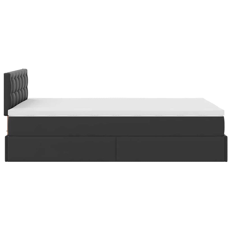 vidaXL Ottoman Bed with Mattresses & LEDs Black King Single Faux Leather