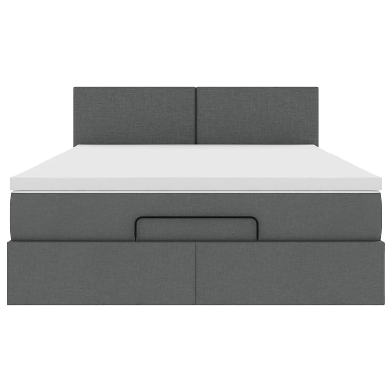 vidaXL Ottoman Bed with Mattress & LEDs Dark Grey Queen Fabric