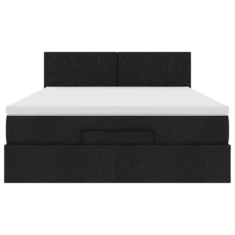 vidaXL Ottoman Bed with Mattress & LEDs Black Queen Fabric