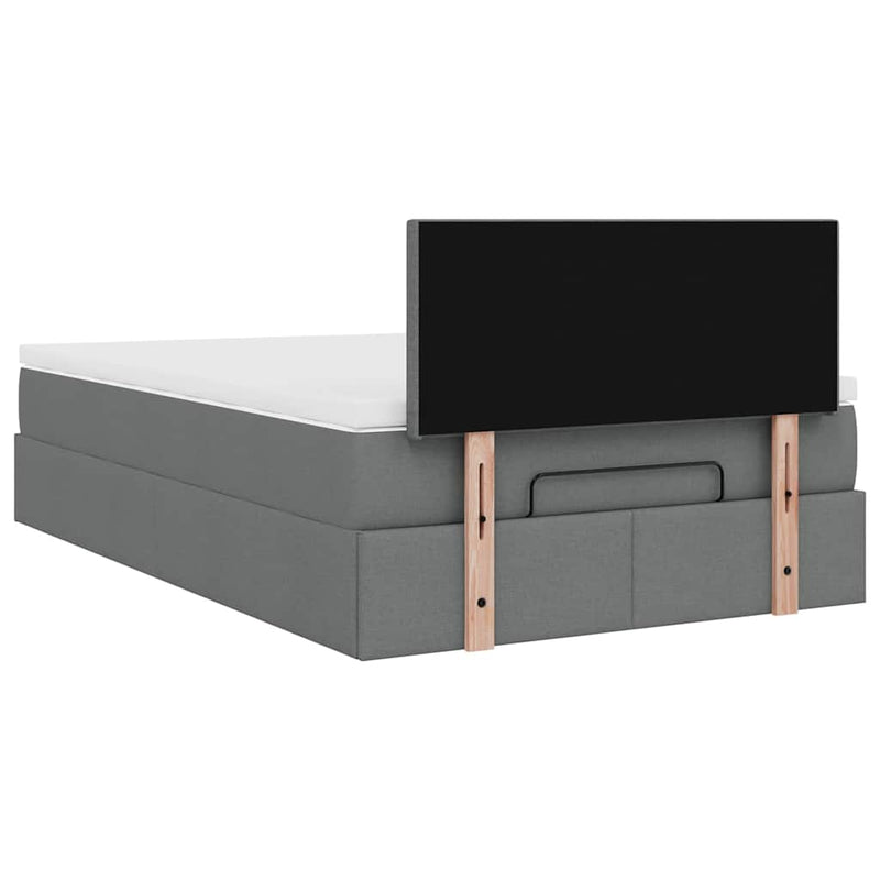 vidaXL Ottoman Bed with Mattress & LEDs Dark Grey King Single Fabric