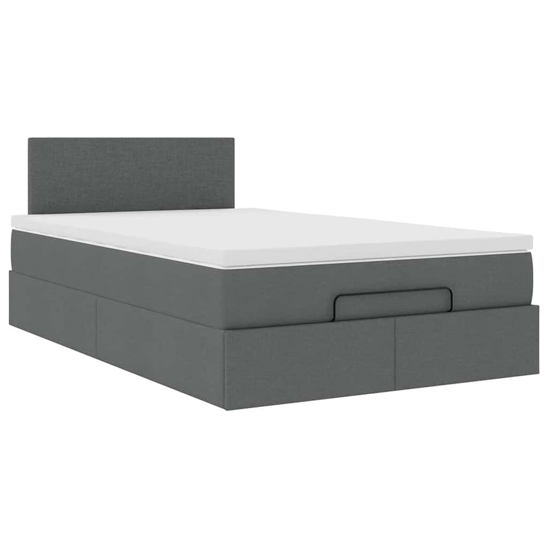 vidaXL Ottoman Bed with Mattress & LEDs Dark Grey King Single Fabric