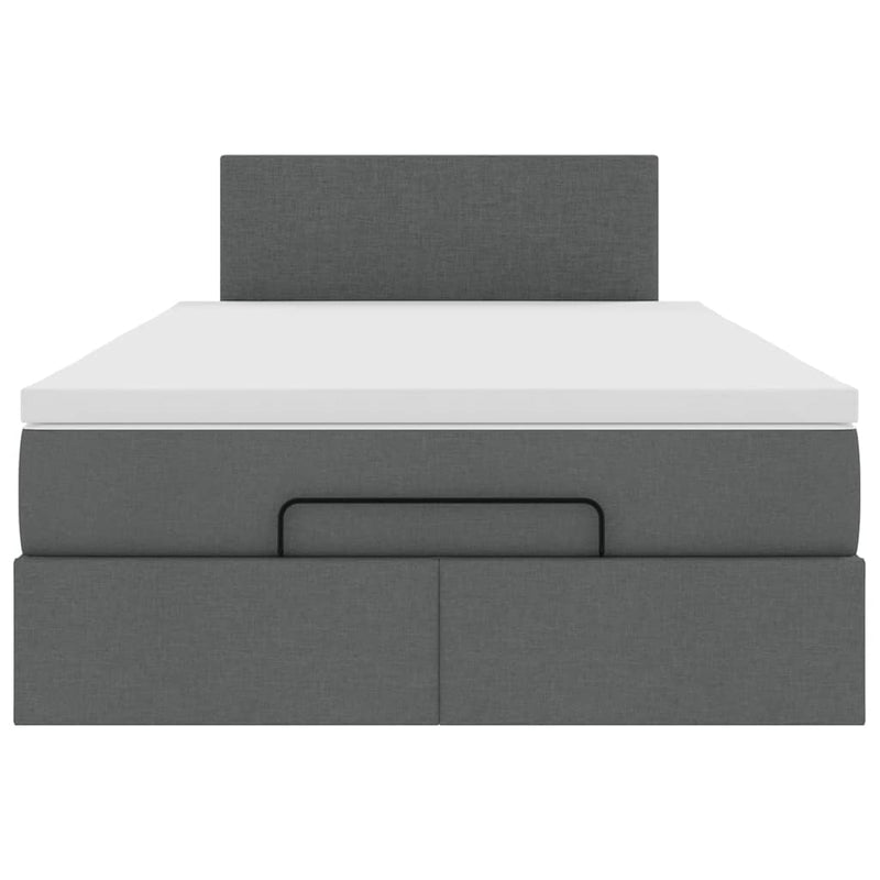 vidaXL Ottoman Bed with Mattress & LEDs Dark Grey King Single Fabric