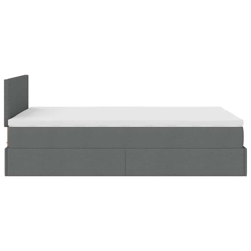 vidaXL Ottoman Bed with Mattress & LEDs Dark Grey King Single Fabric