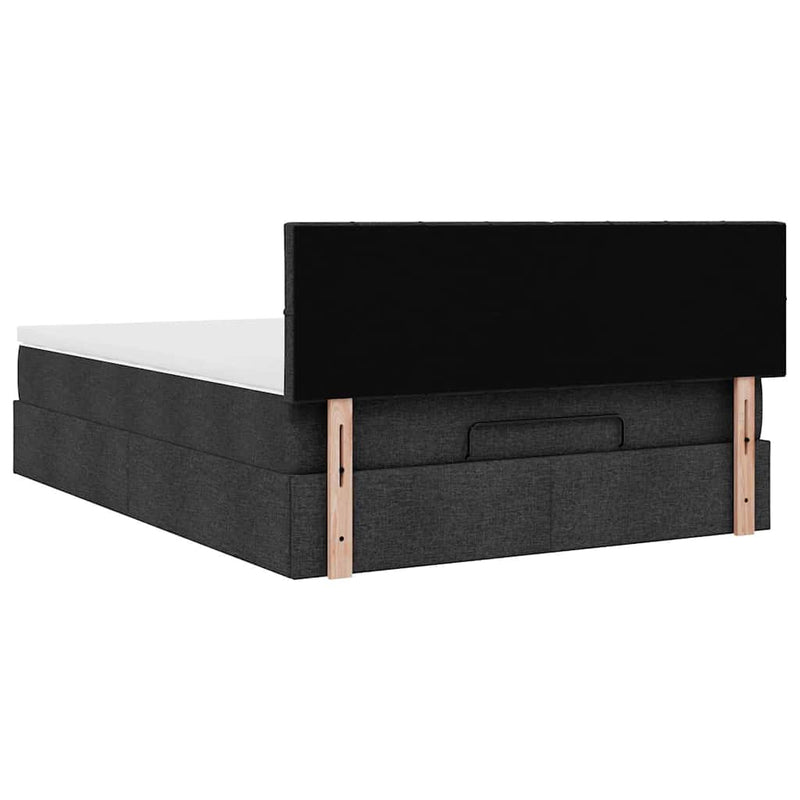 Ottoman Bed with Mattress & LEDs Black Double Fabric