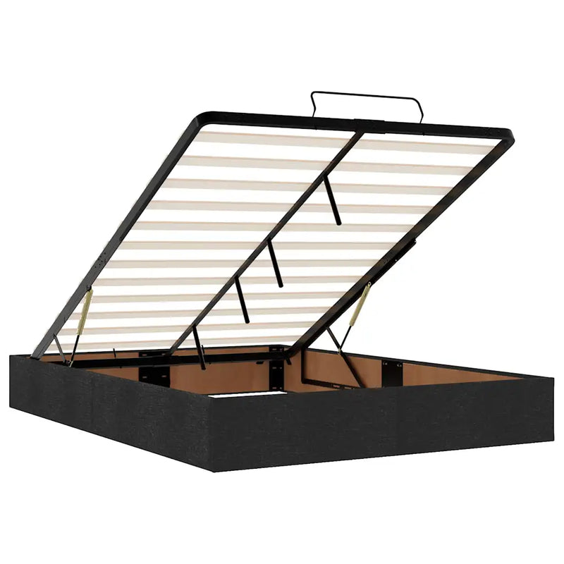 Ottoman Bed with Mattress & LEDs Black Double Fabric