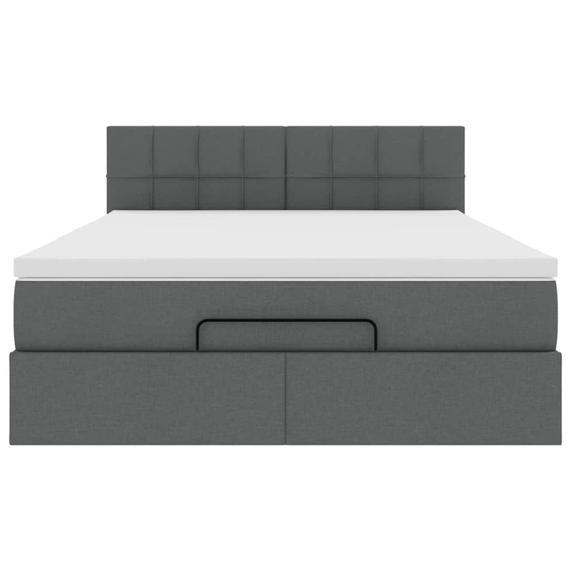 vidaXL Ottoman Bed with Mattress & LEDs Dark Grey Queen Fabric
