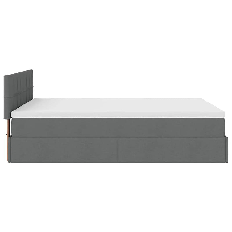 vidaXL Ottoman Bed with Mattress & LEDs Dark Grey Queen Fabric