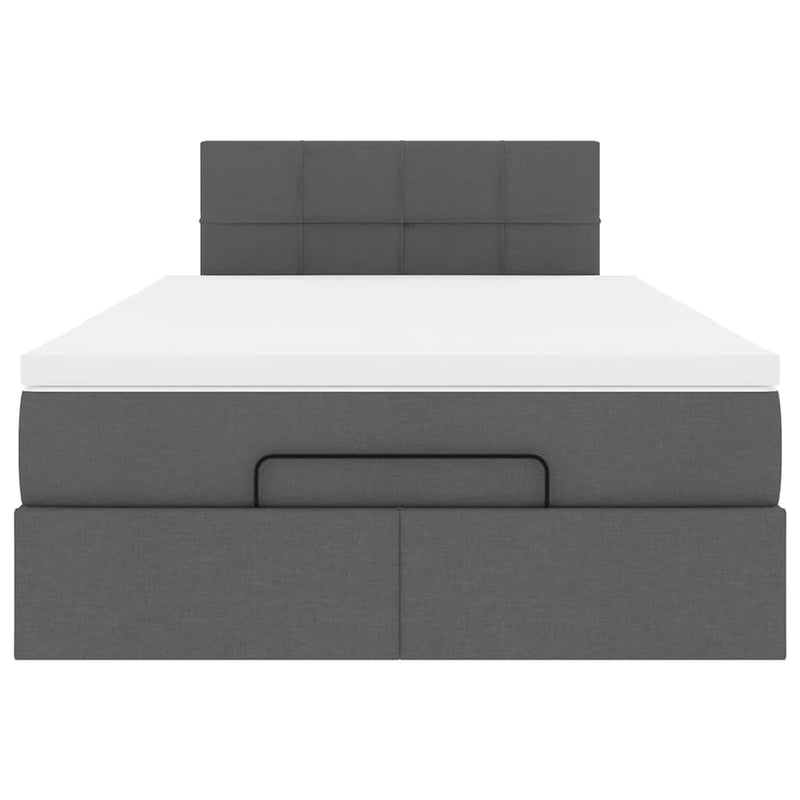 vidaXL Ottoman Bed with Mattress & LEDs Dark Grey King Single Fabric