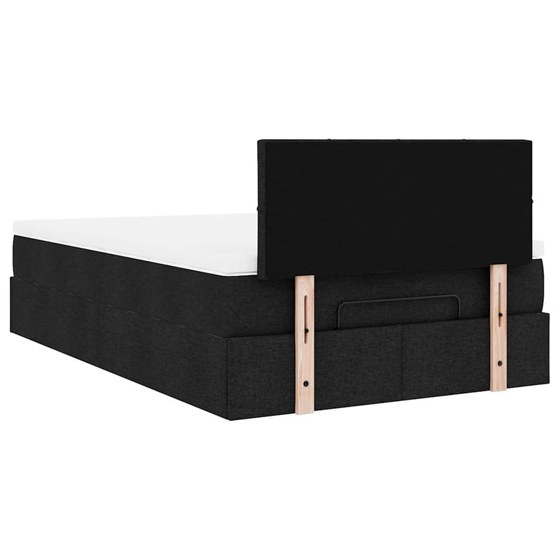 Ottoman Bed with Mattress & LEDs Black King Single Fabric
