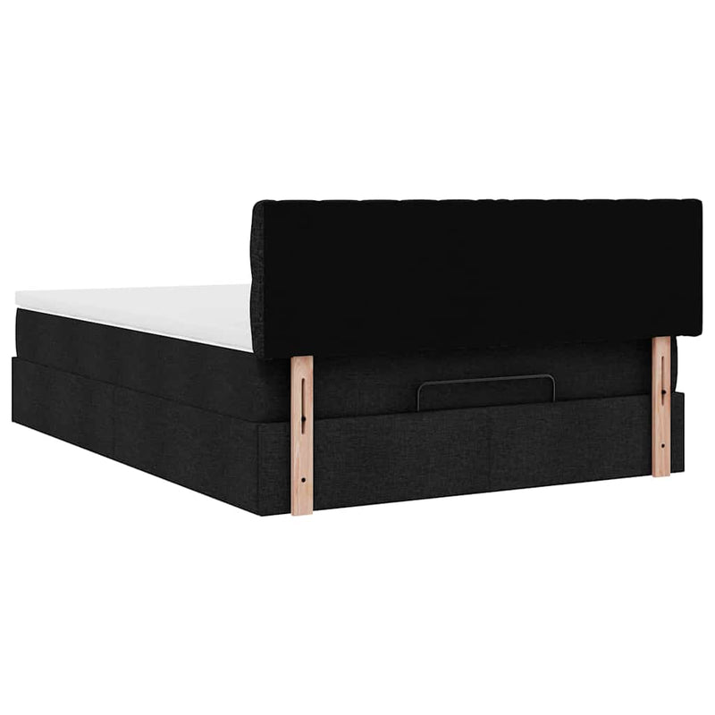 Ottoman Bed with Mattress & LEDs Black Double Fabric