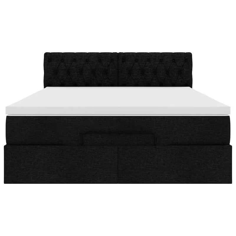 Ottoman Bed with Mattress & LEDs Black Double Fabric