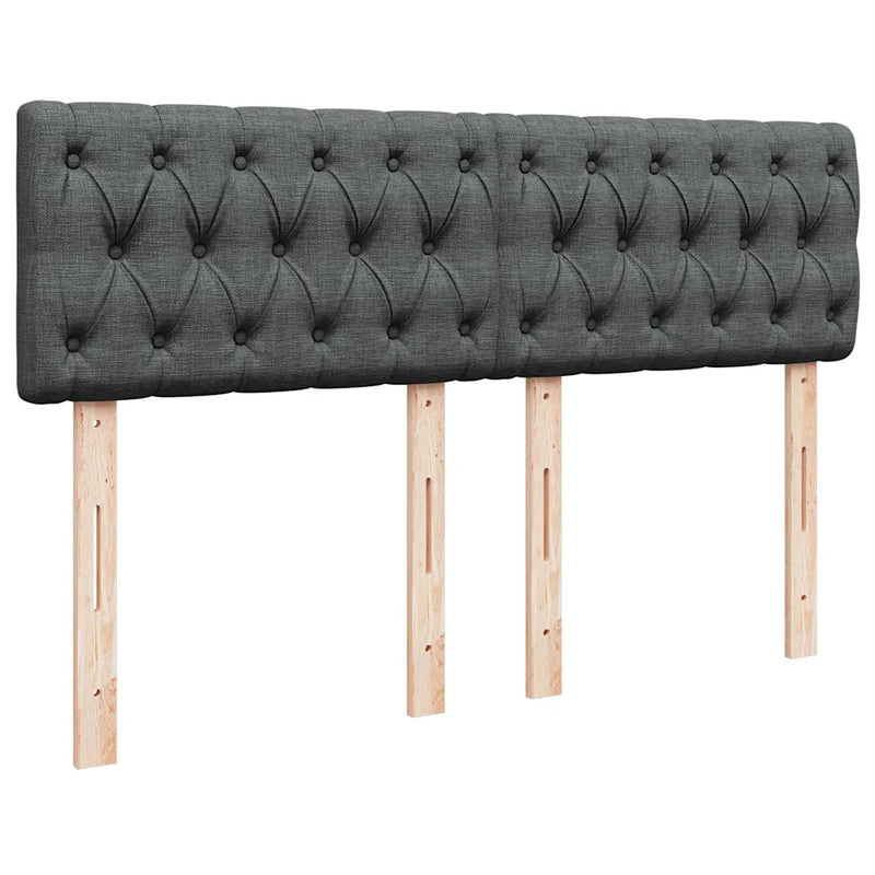 Ottoman Bed with Mattress & LEDs Dark Grey Queen Fabric