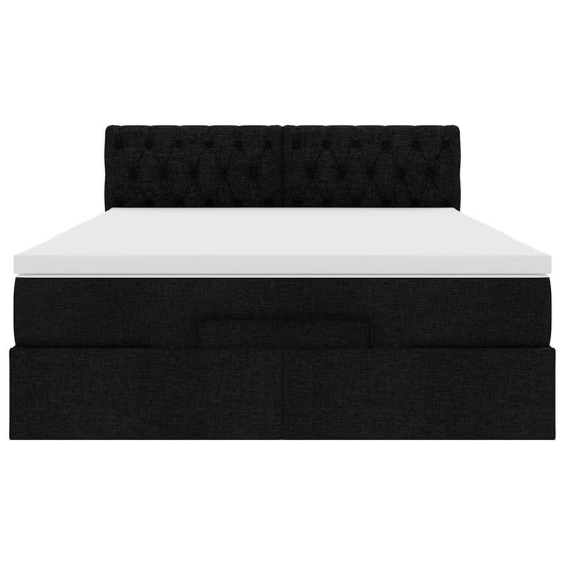 vidaXL Ottoman Bed with Mattress & LEDs Black Queen Fabric