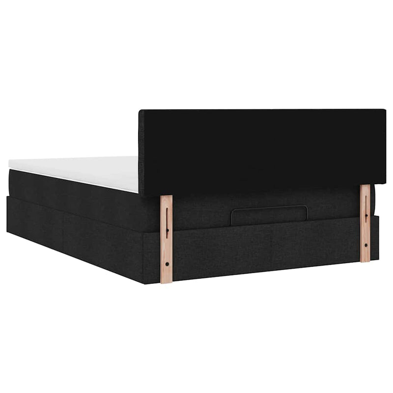Ottoman Bed with Mattress & LEDs Black Double Fabric