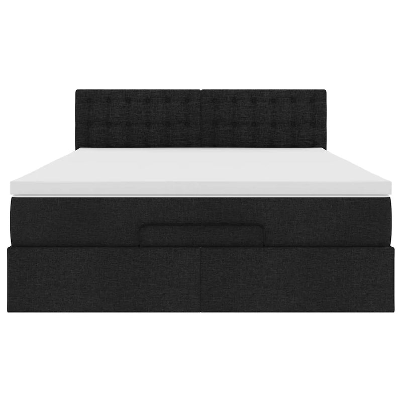 Ottoman Bed with Mattress & LEDs Black Double Fabric