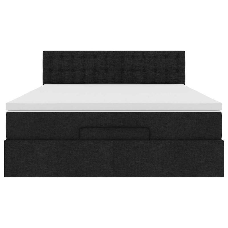 vidaXL Ottoman Bed with Mattress & LEDs Black Queen Fabric
