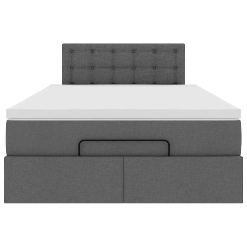 vidaXL Ottoman Bed with Mattress & LEDs Dark Grey King Single Fabric