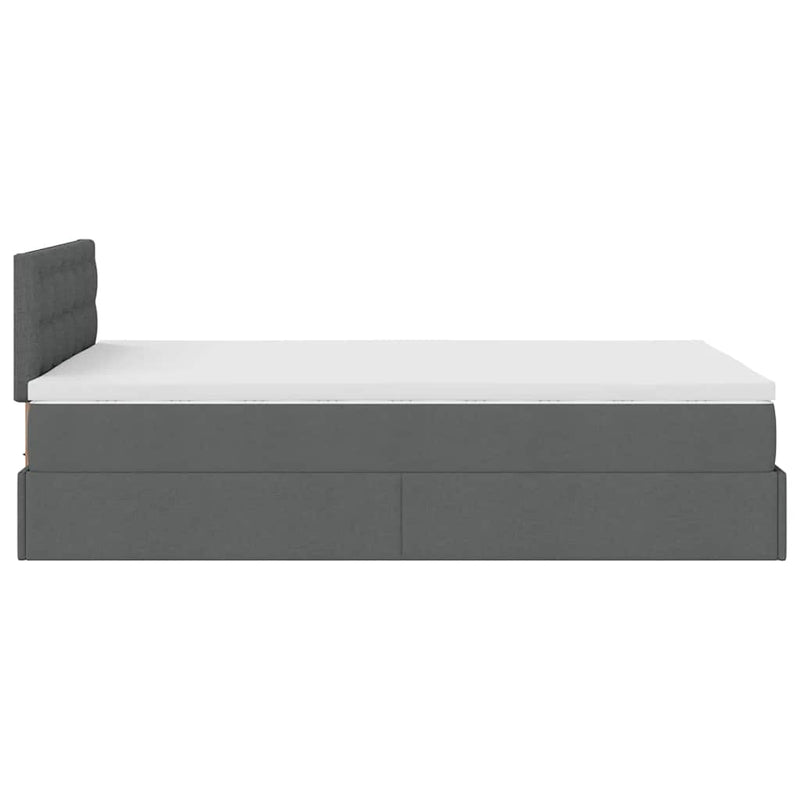 vidaXL Ottoman Bed with Mattress & LEDs Dark Grey King Single Fabric