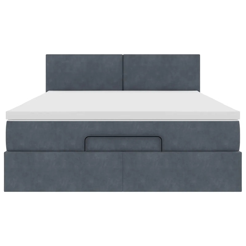 Ottoman Bed with Mattress & LEDs Dark Grey Double Velvet