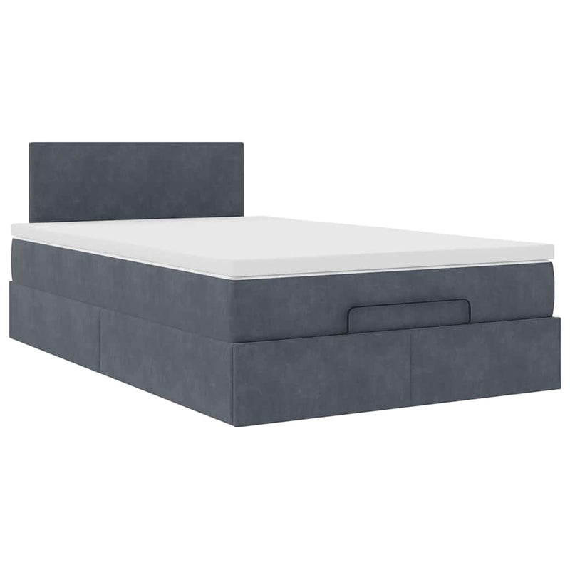 vidaXL Ottoman Bed with Mattress & LEDs Dark Grey King Single Velvet