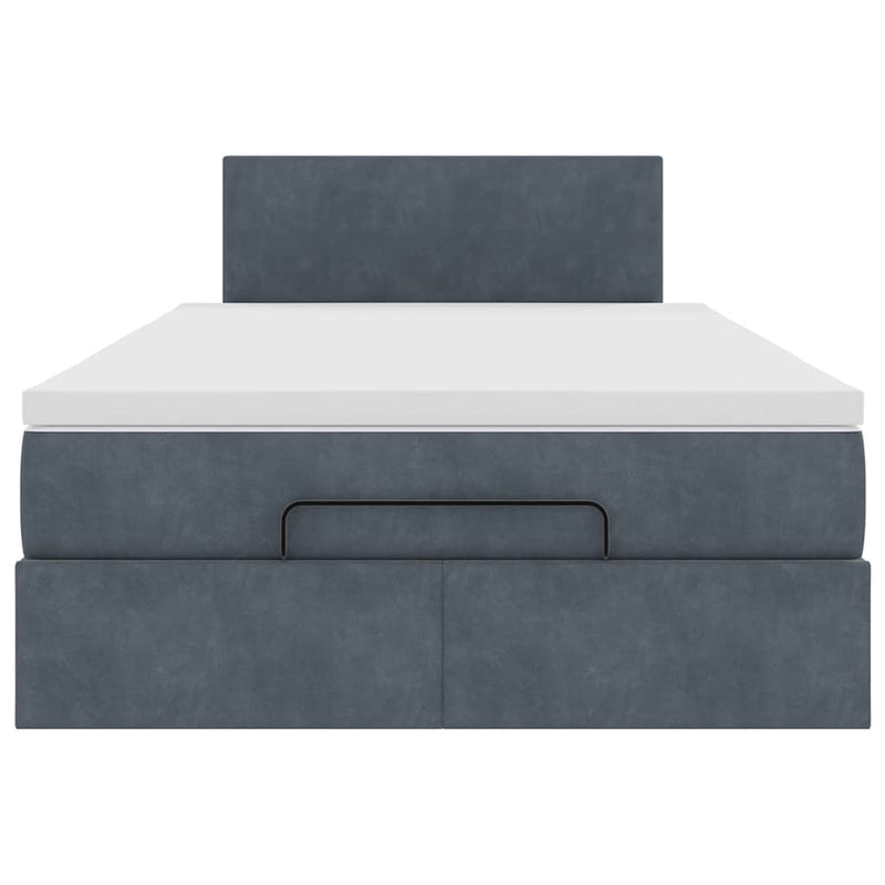 vidaXL Ottoman Bed with Mattress & LEDs Dark Grey King Single Velvet