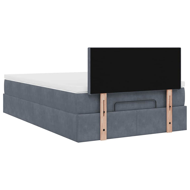 vidaXL Ottoman Bed with Mattress & LEDs Dark Grey King Single Velvet