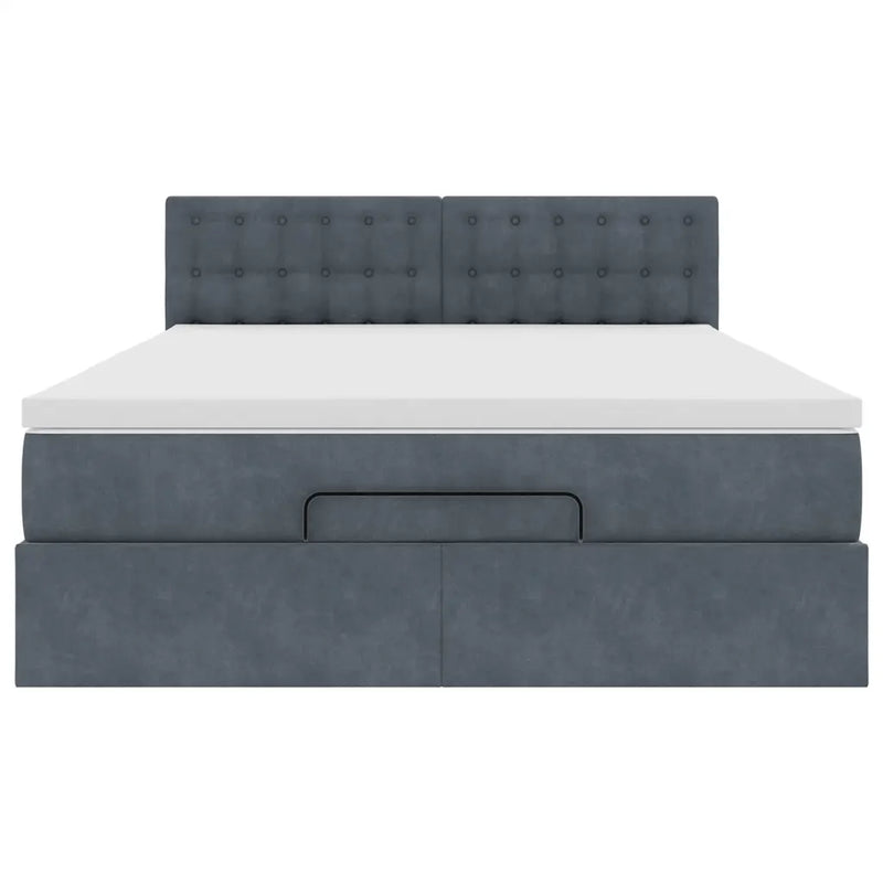Ottoman Bed with Mattress & LEDs Dark Grey Double Velvet
