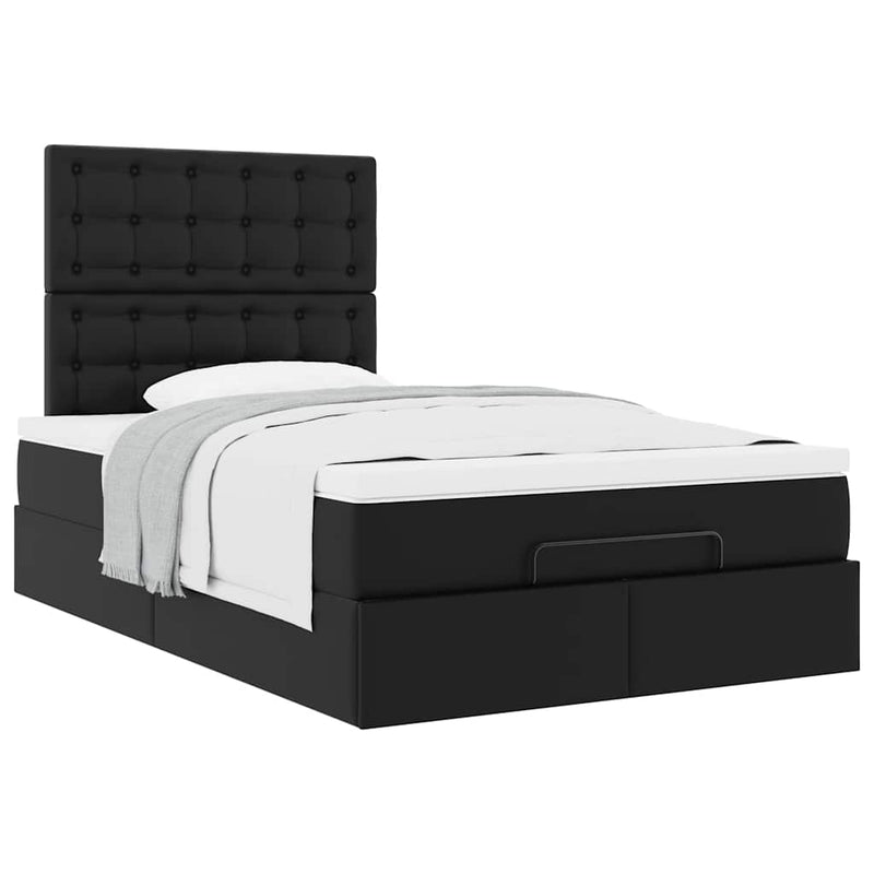 vidaXL Ottoman Bed with Mattress Black King Single Faux Leather
