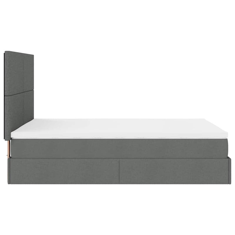 vidaXL Ottoman Bed with Mattress Dark Grey Queen Fabric
