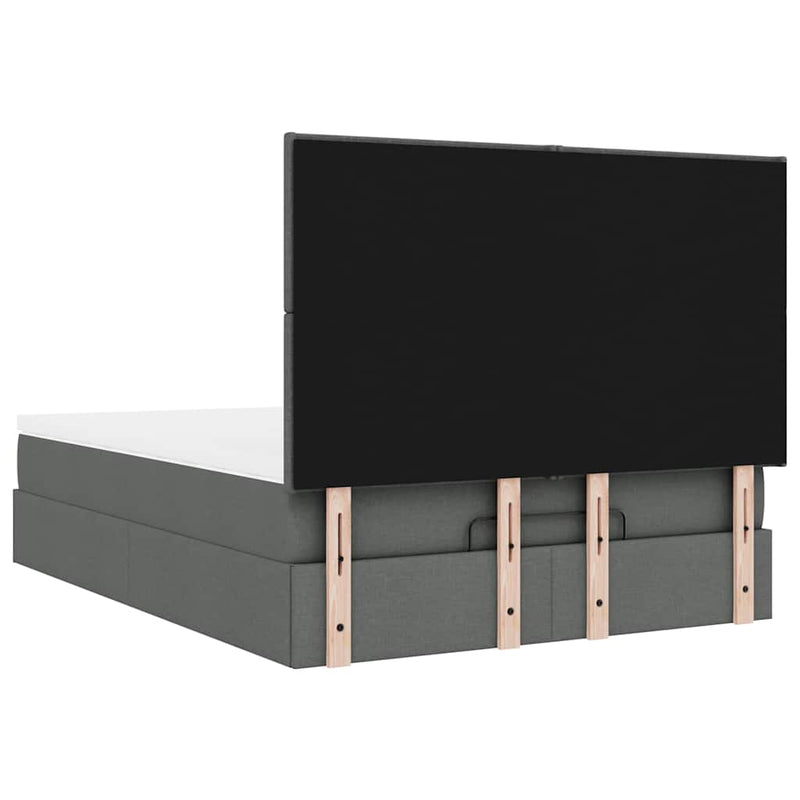 vidaXL Ottoman Bed with Mattress Dark Grey Queen Fabric