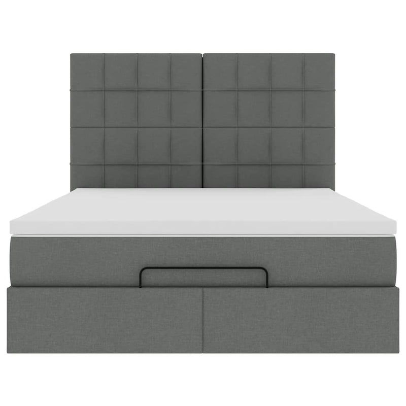 vidaXL Ottoman Bed with Mattress Dark Grey Queen Fabric
