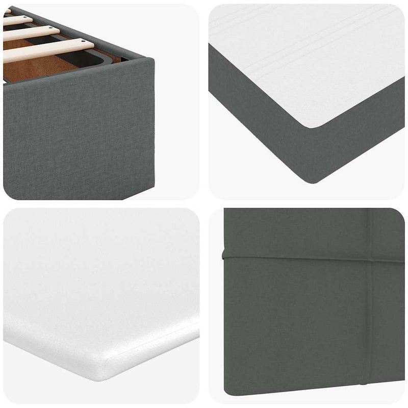 vidaXL Ottoman Bed with Mattress Dark Grey King Single Fabric