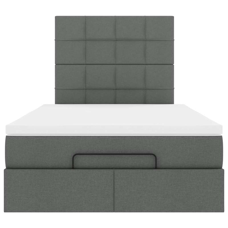 vidaXL Ottoman Bed with Mattress Dark Grey King Single Fabric