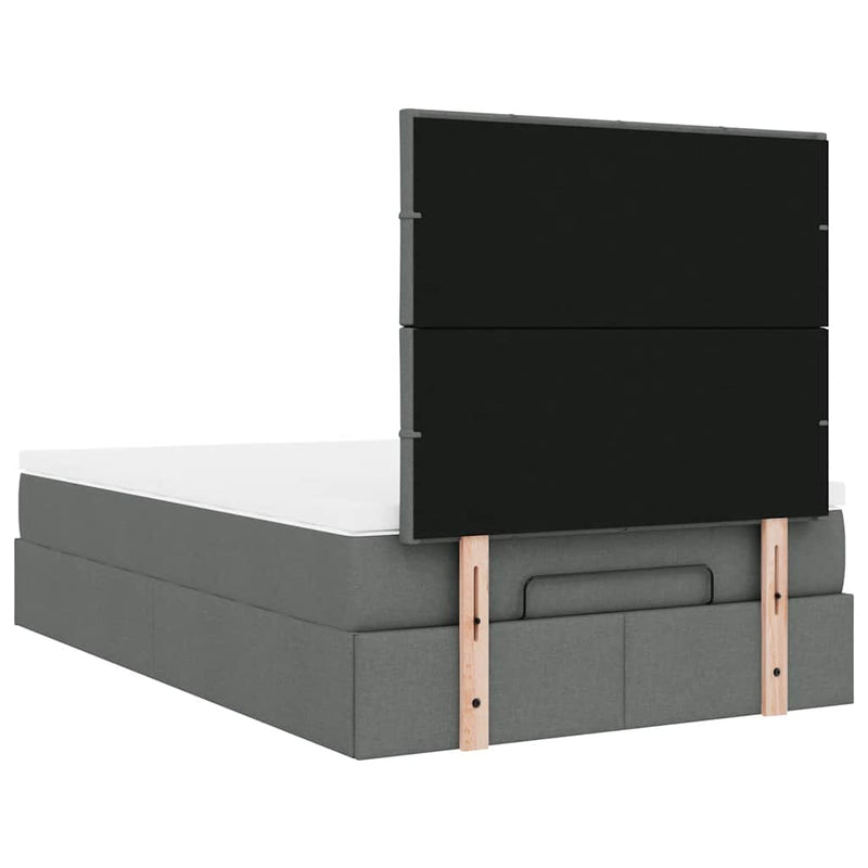 vidaXL Ottoman Bed with Mattress Dark Grey King Single Fabric