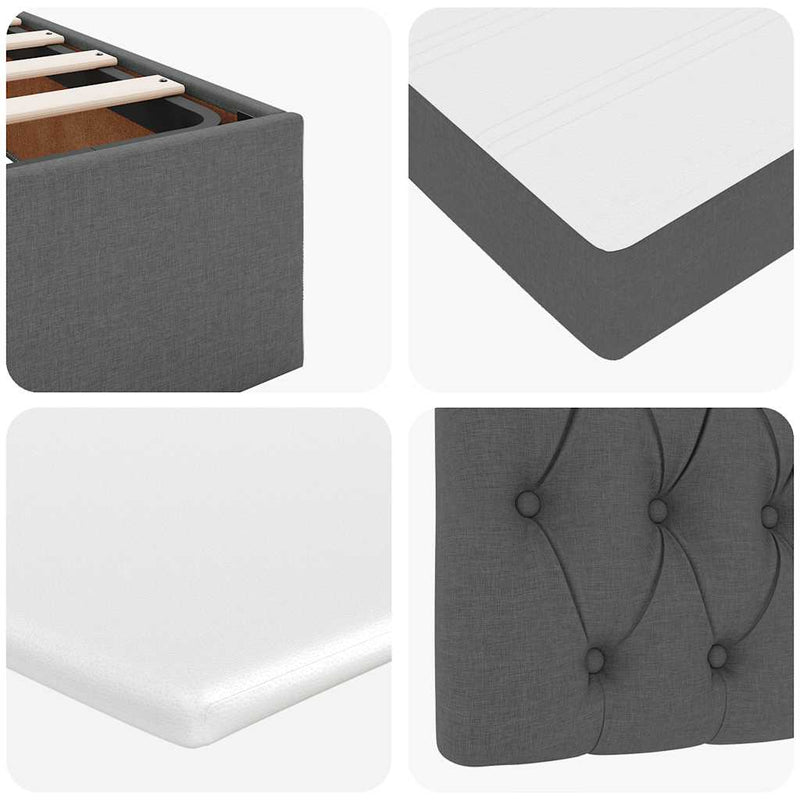 vidaXL Ottoman Bed with Mattress Dark Grey Queen Fabric