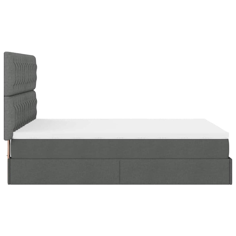 vidaXL Ottoman Bed with Mattress Dark Grey Queen Fabric