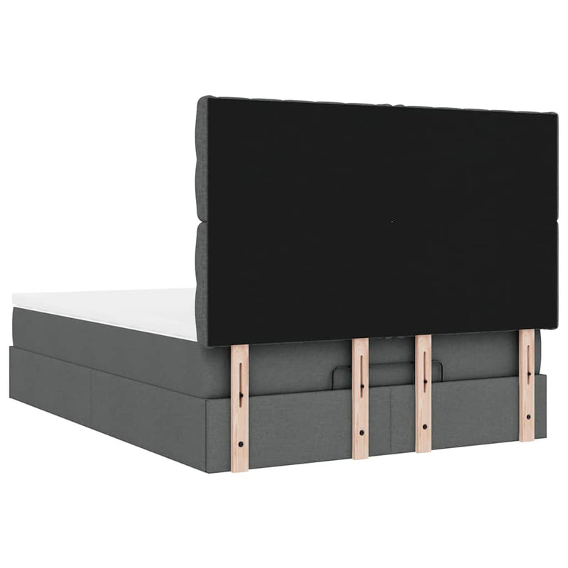 vidaXL Ottoman Bed with Mattress Dark Grey Queen Fabric
