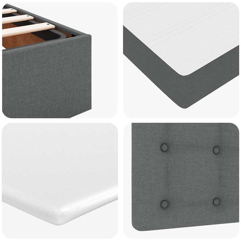 vidaXL Ottoman Bed with Mattress Dark Grey Queen Fabric