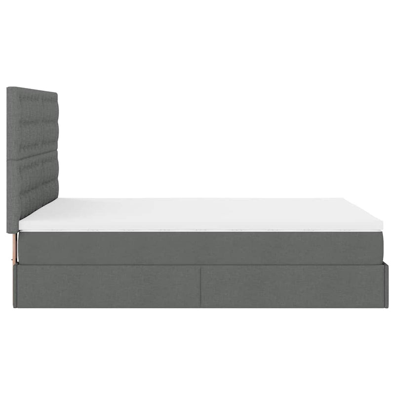 vidaXL Ottoman Bed with Mattress Dark Grey Queen Fabric