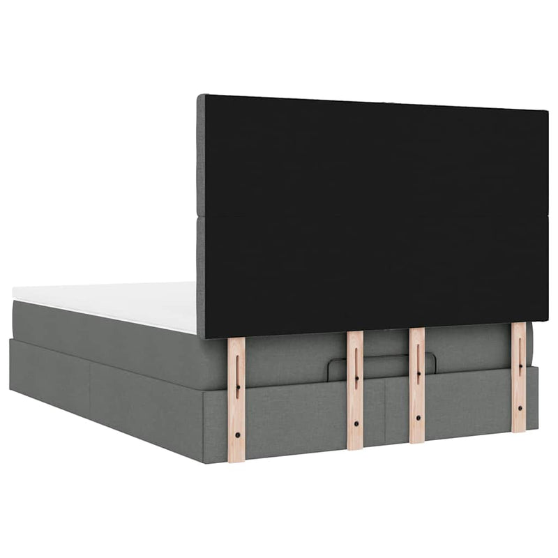 vidaXL Ottoman Bed with Mattress Dark Grey Queen Fabric