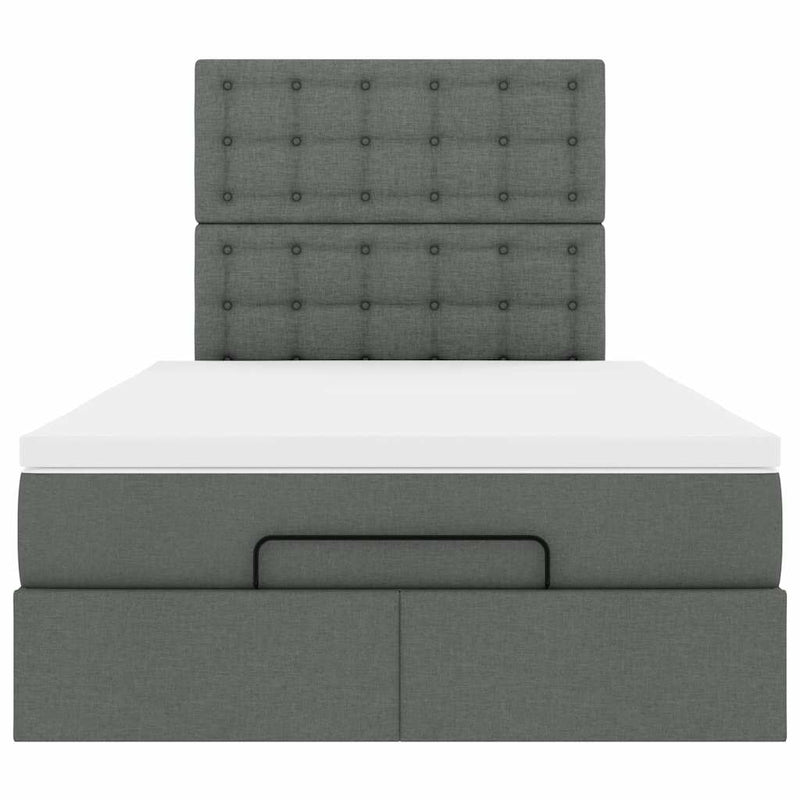 vidaXL Ottoman Bed with Mattress Dark Grey King Single Fabric
