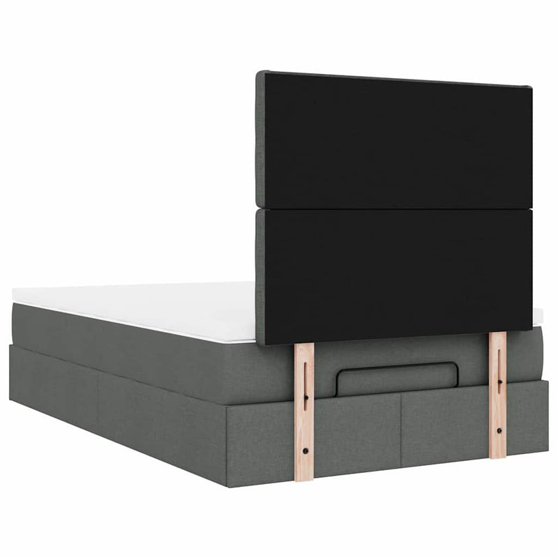 vidaXL Ottoman Bed with Mattress Dark Grey King Single Fabric