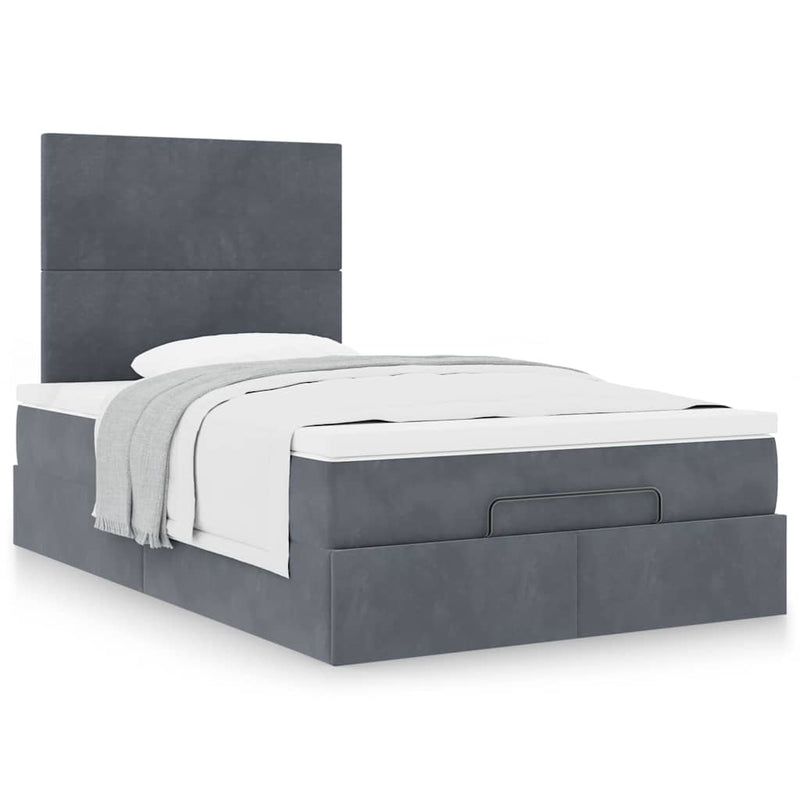 vidaXL Ottoman Bed with Mattresses Dark Grey King Single Velvet